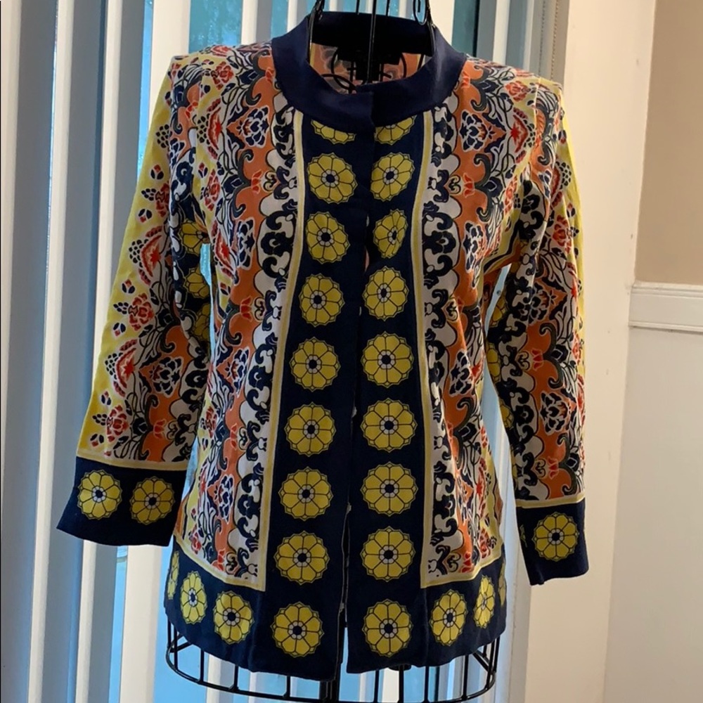 August Silk Floral Boho Cardigan Anthropologie XS